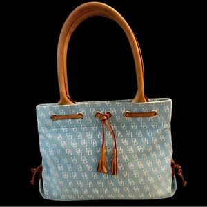 Vintage Dooney & Bourke Blue and Tan Mini Bag